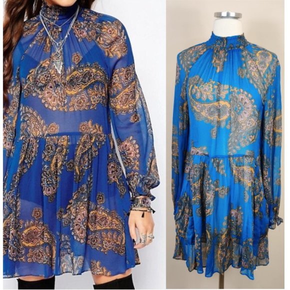 Free People Dresses & Skirts - Free People Sheer Paisley Moonstruck Mini Dress